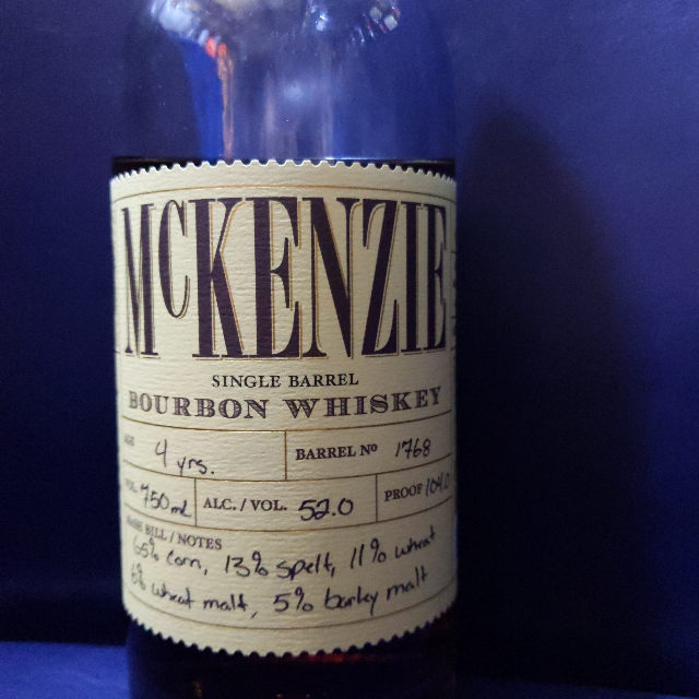 McKenzie Single Barrel Bourbon, Barrel No. 1768