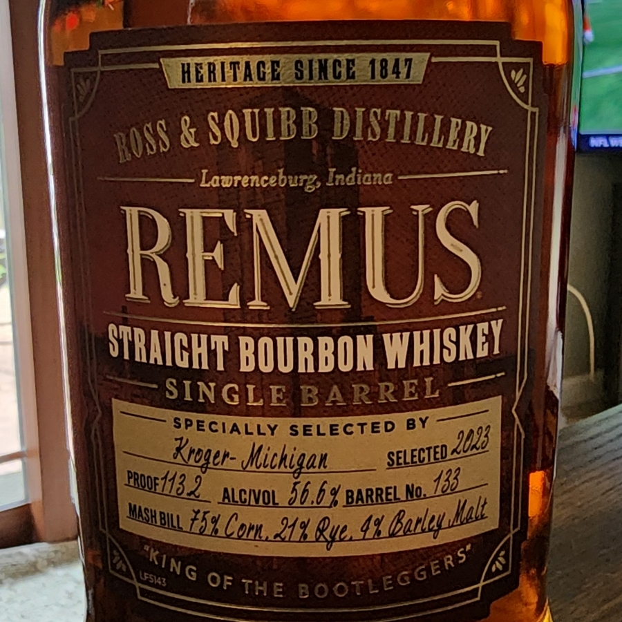 Remus Straight Bourbon Whiskey, Single Barrel Select 2023 - Kroger Michigan
