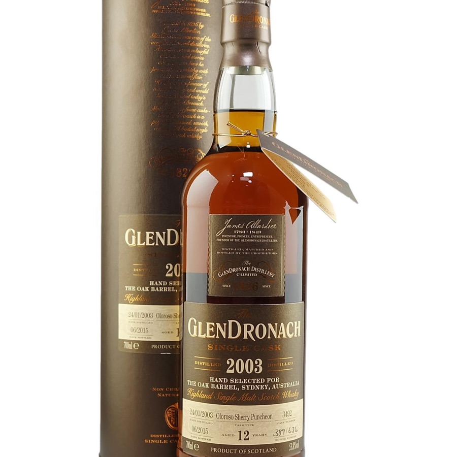 Glendronach 2003 12-Year-Old Cask #3492 Oak Barrel Exclusive