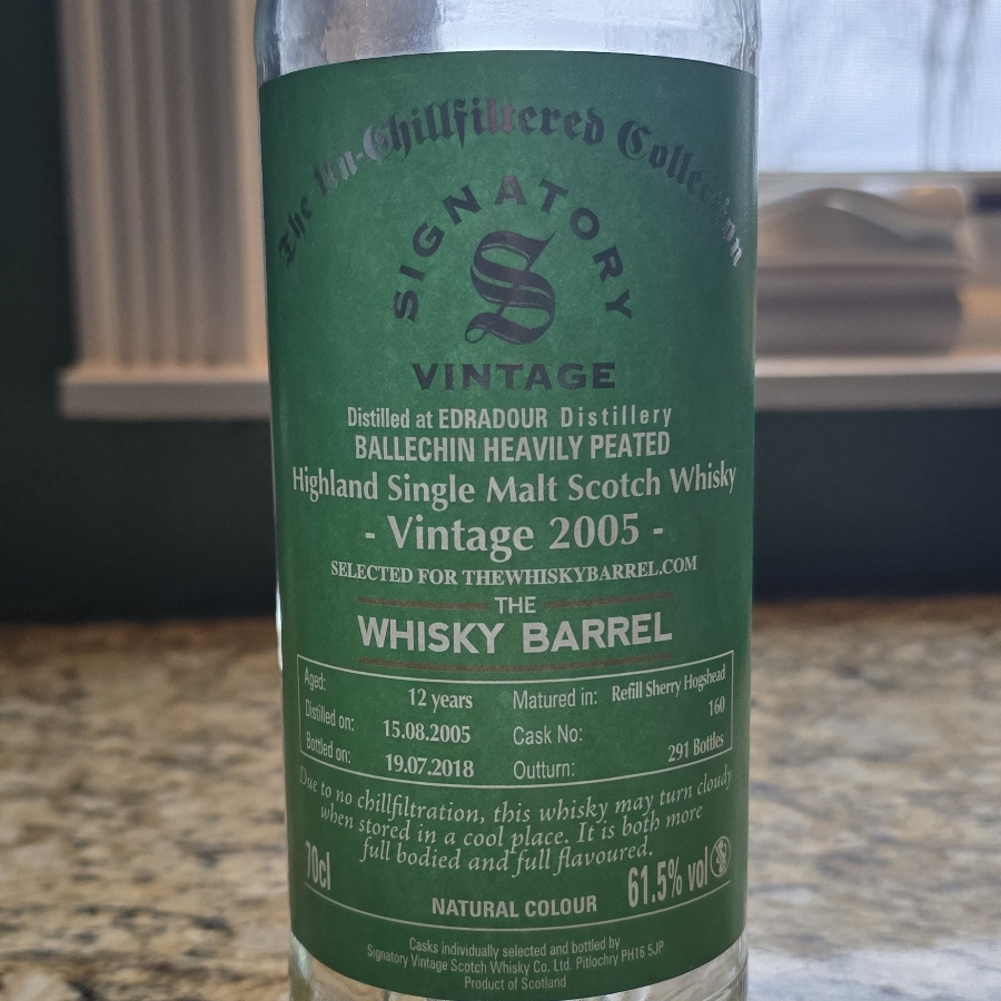 Signatory Vintage (Ballechin heavily peated Vintage 2005 The Whisky Barrel)
