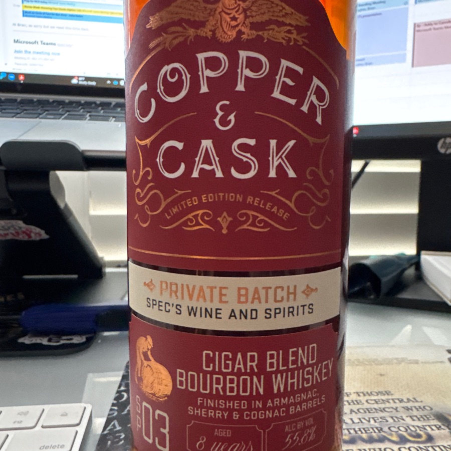copper & cask - 
private batch specs – cigar blend bourbon, whiskey store pick 03