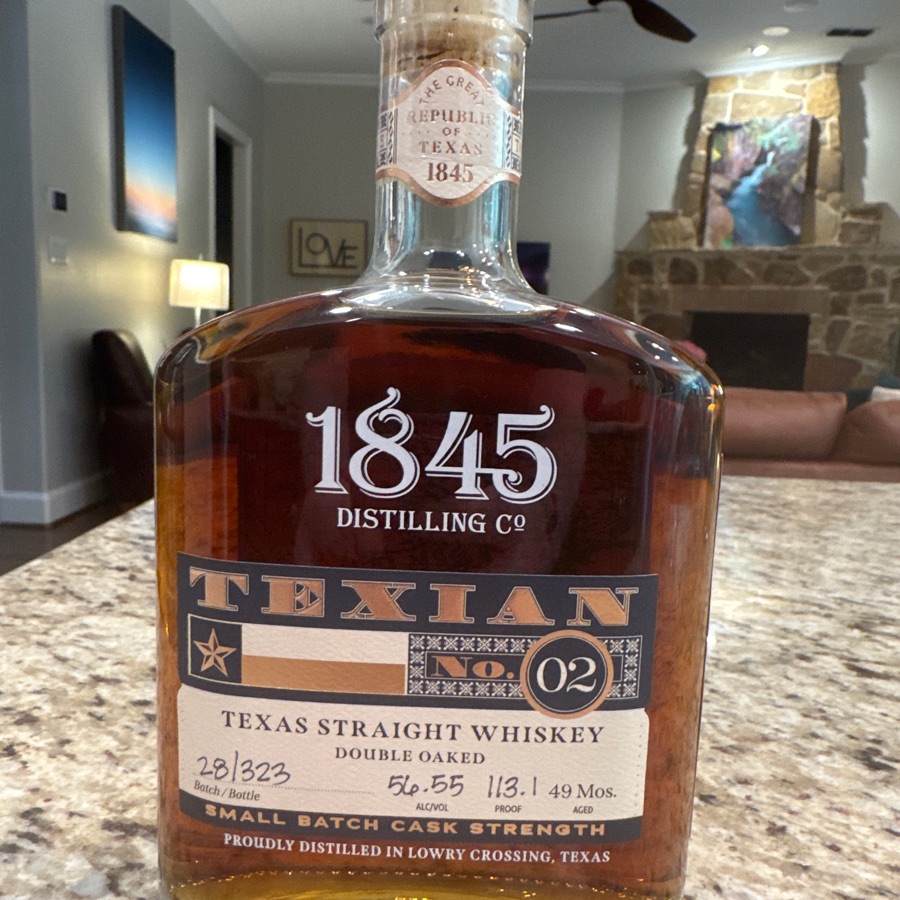 1845 Distilling Company Texian No. 2 Texas Straight Whiekey