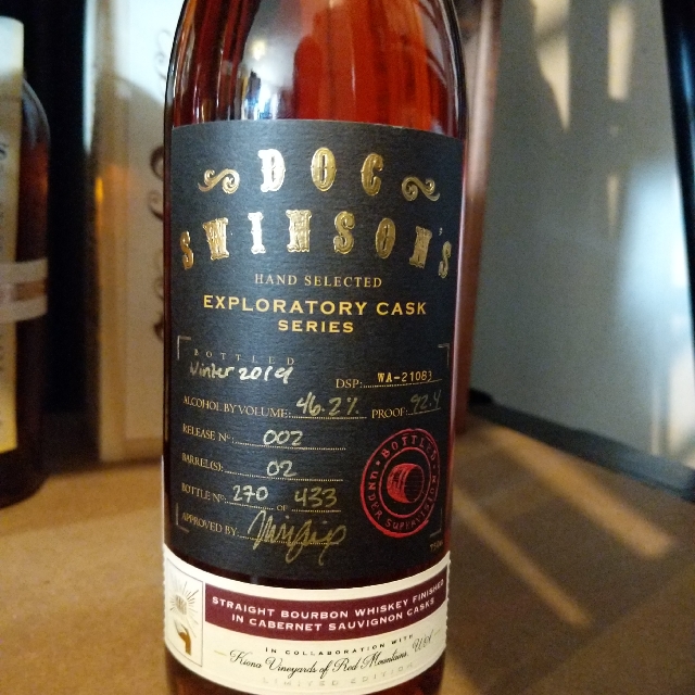 Doc Swinson's Exploratory Cask Series Straight Bourbon Finished in Cabernet Sauvignon Casks