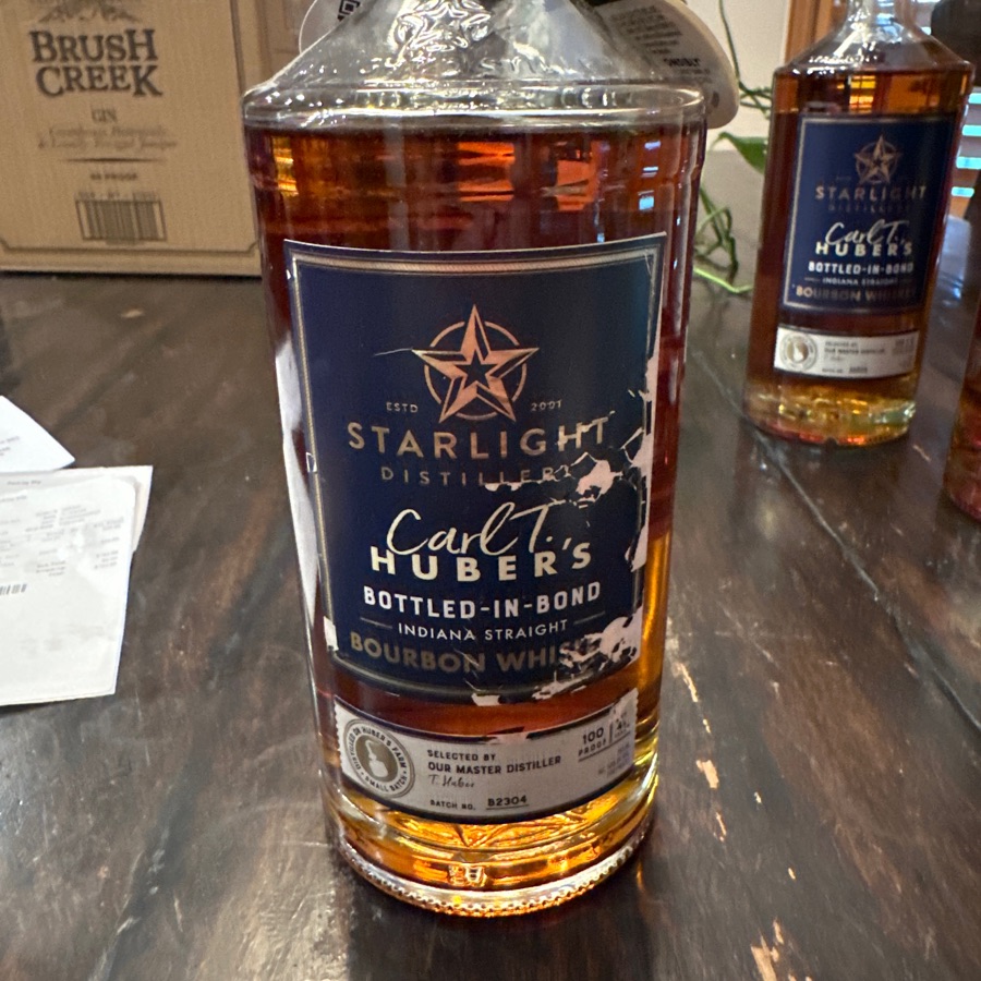 Starlight Distillery Carl T. Huber's Bottled In Bond Indiana Straight Bourbon Whiskey (batch B2304)