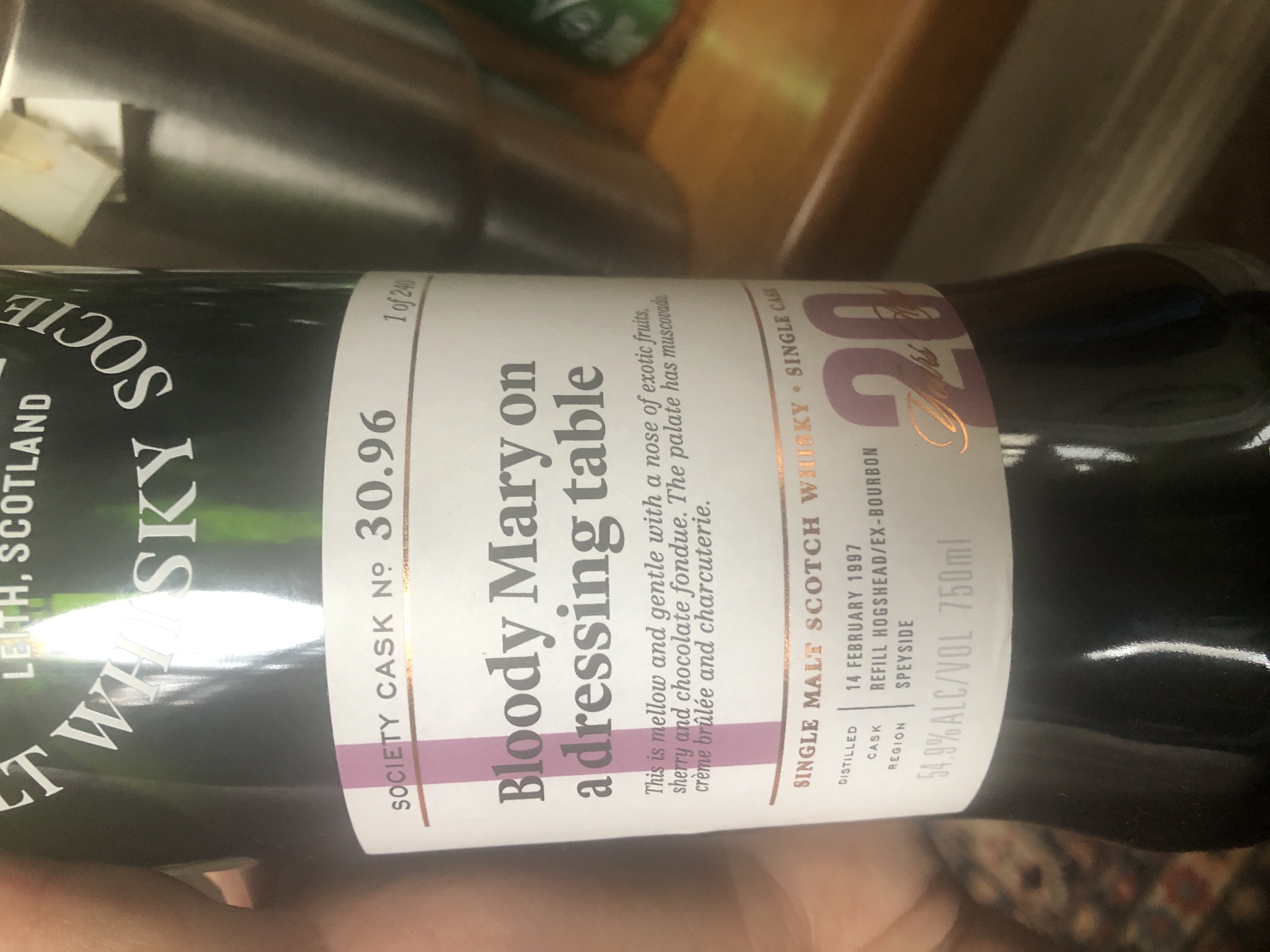 Bloody Mary on a dressing table 30.96 (SMWS)