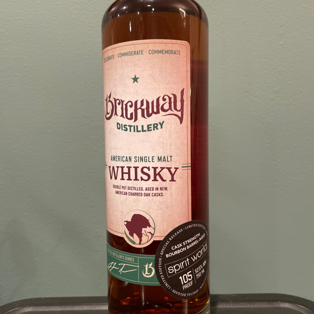 Brickway Distillery American Single Malt Whisky Cask Strength Special Release/Limited Edition (Spirit World)