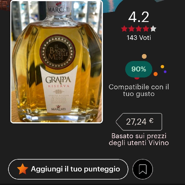 Il Bacio delle Muse Grappa Riserva