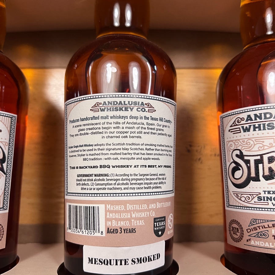 Andalusia Stryker Texas Smoked Single Malt Whiskey (Mesquite Smoked)