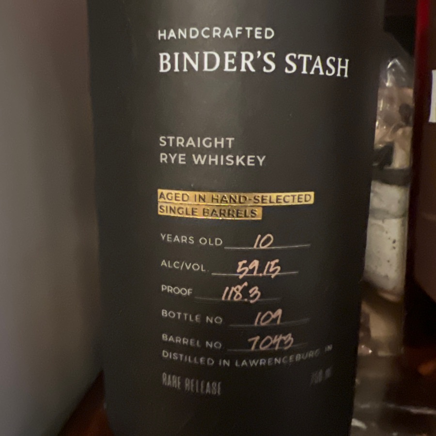 BInder's Stash Rye Whiskey