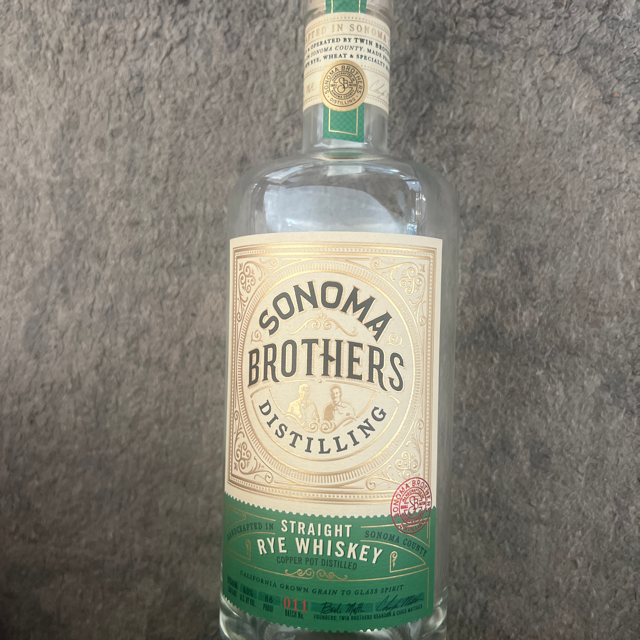 Sonoma Brothers Distilling Straight Rye Whiskey