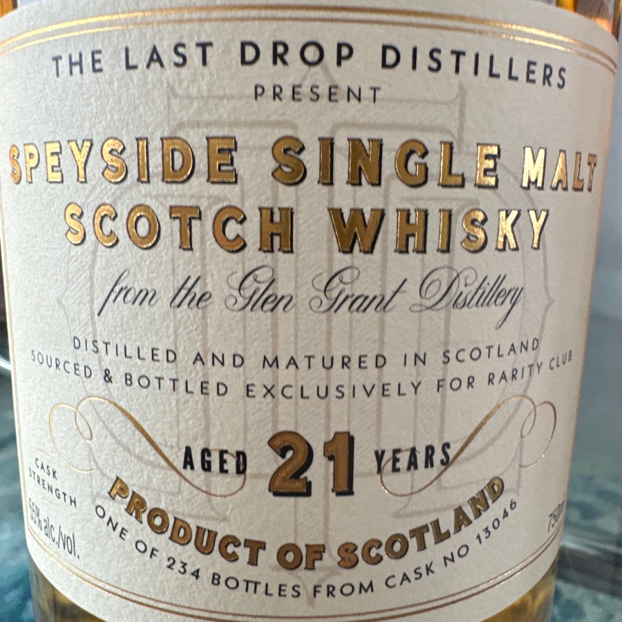 The Last Drop Speyside Single Malt from the Glen Grant Distillery Aged 21 Years