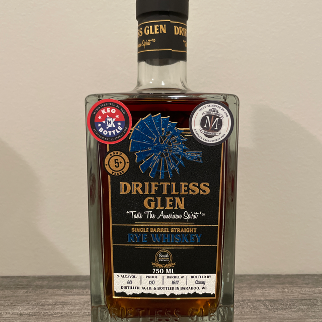 Driftless Glen Single Barrel Cask Strength Straight Rye Whiskey (Mash & Journey-Mint Caramel Dream)