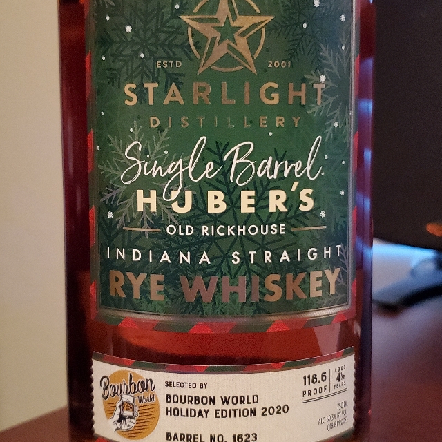 Starlight Single Barrel Old Rickhouse Rye (Bourbon World Holiday Edition 2020)