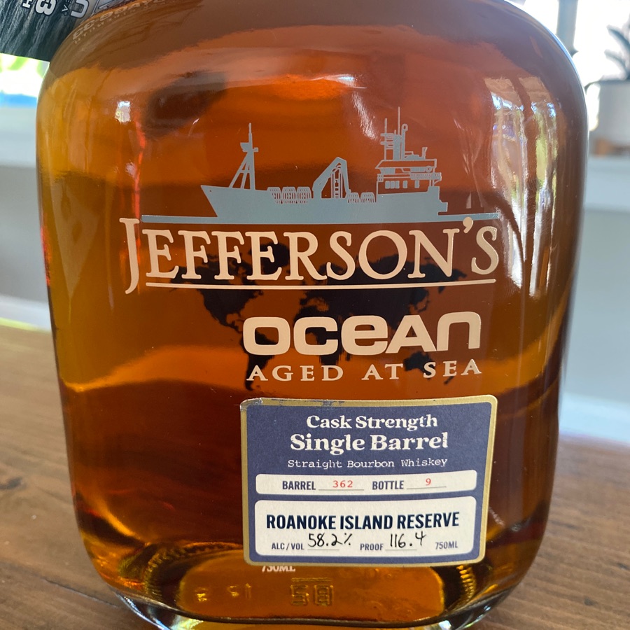 Jefferson's Ocean Aged at Sea Cask Strength Single Barrel Voyage 33 Roanoke Reserve