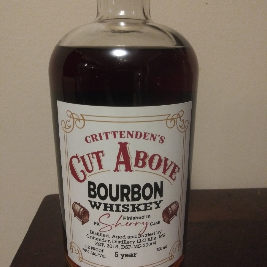crittenden's Cut Above Bourbon Whiskey finished is PX Sherry cask