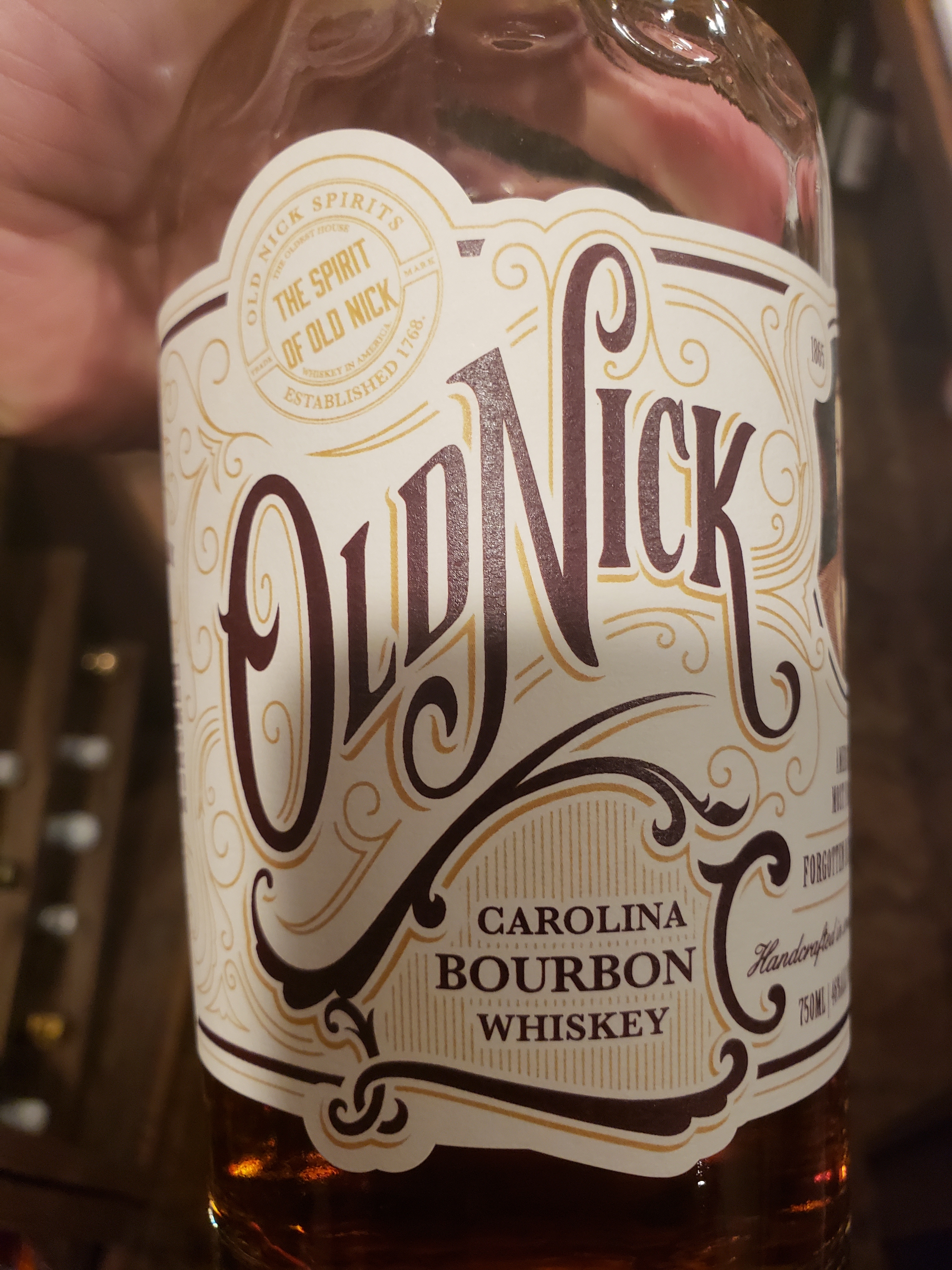 Old nick Carolina bourbon whiskey