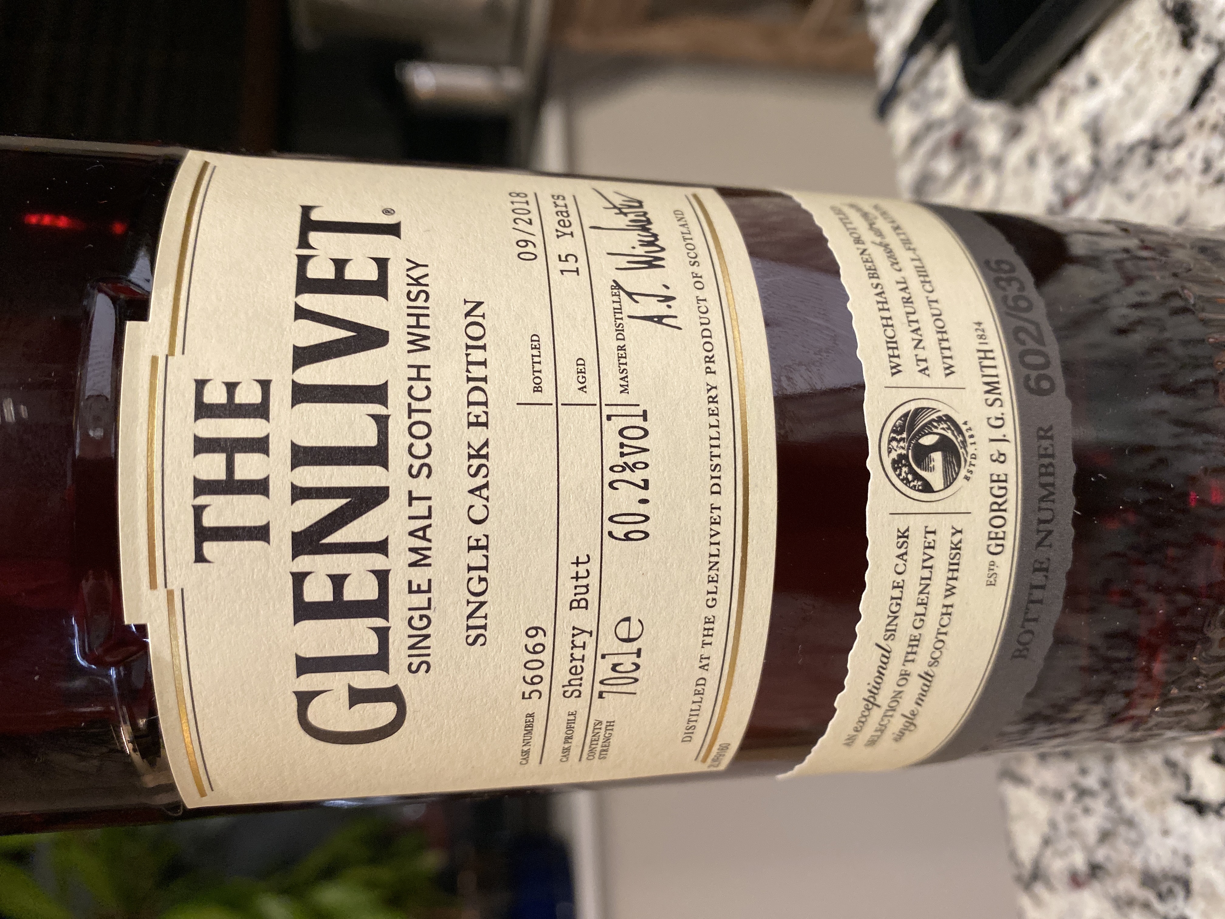 Glenlivet Single Cask Edition Sherry Butt 15 Year Cask #56069
