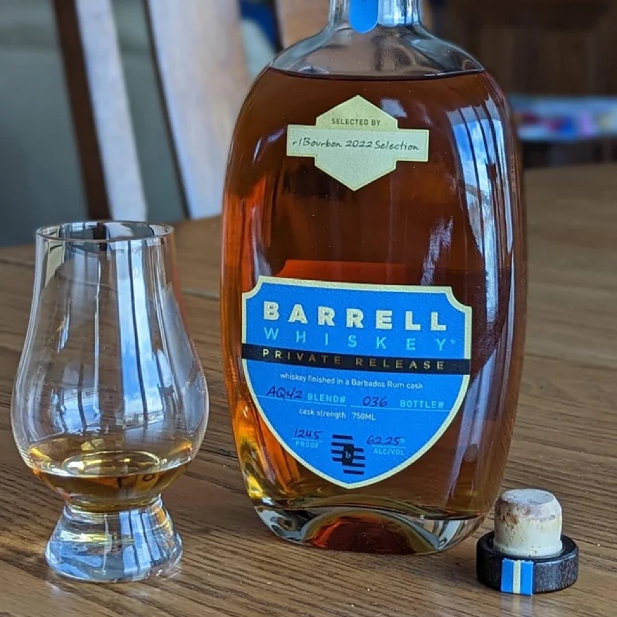 Barrell Whiskey Private Release AJ22 whiskey finished in a Barbados Rum Cask