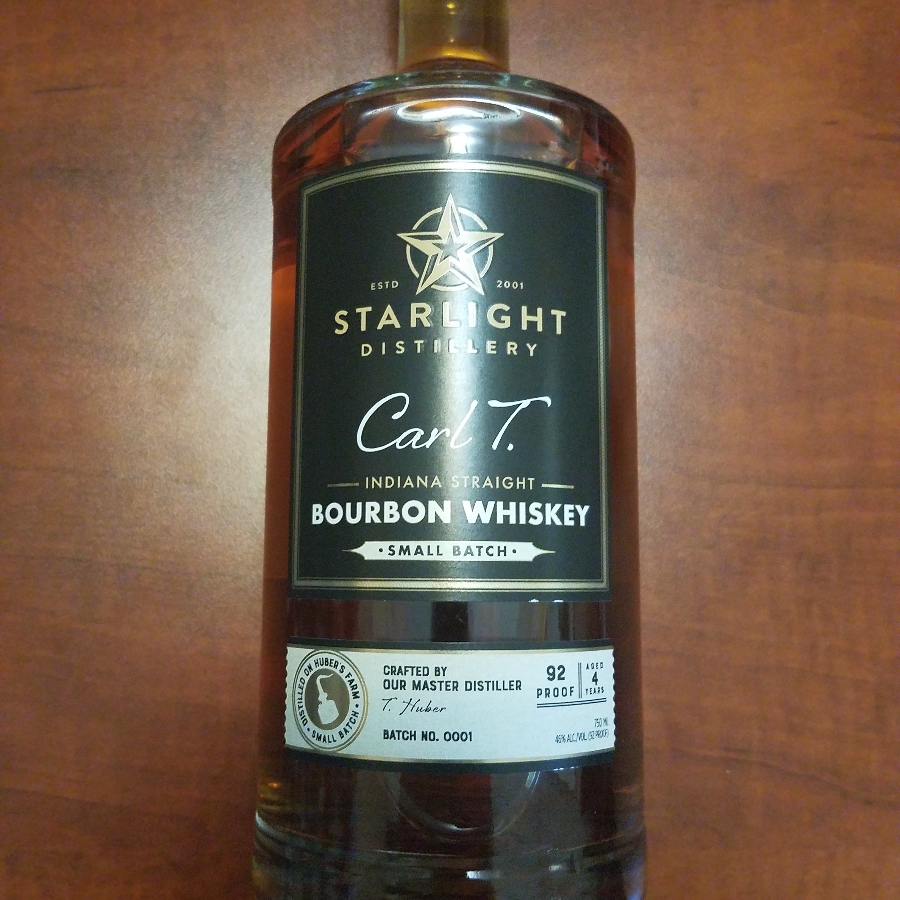 Starlight Carl T. Indiana Straight Bourbon  Whiskey Small Batch. Batch 0001