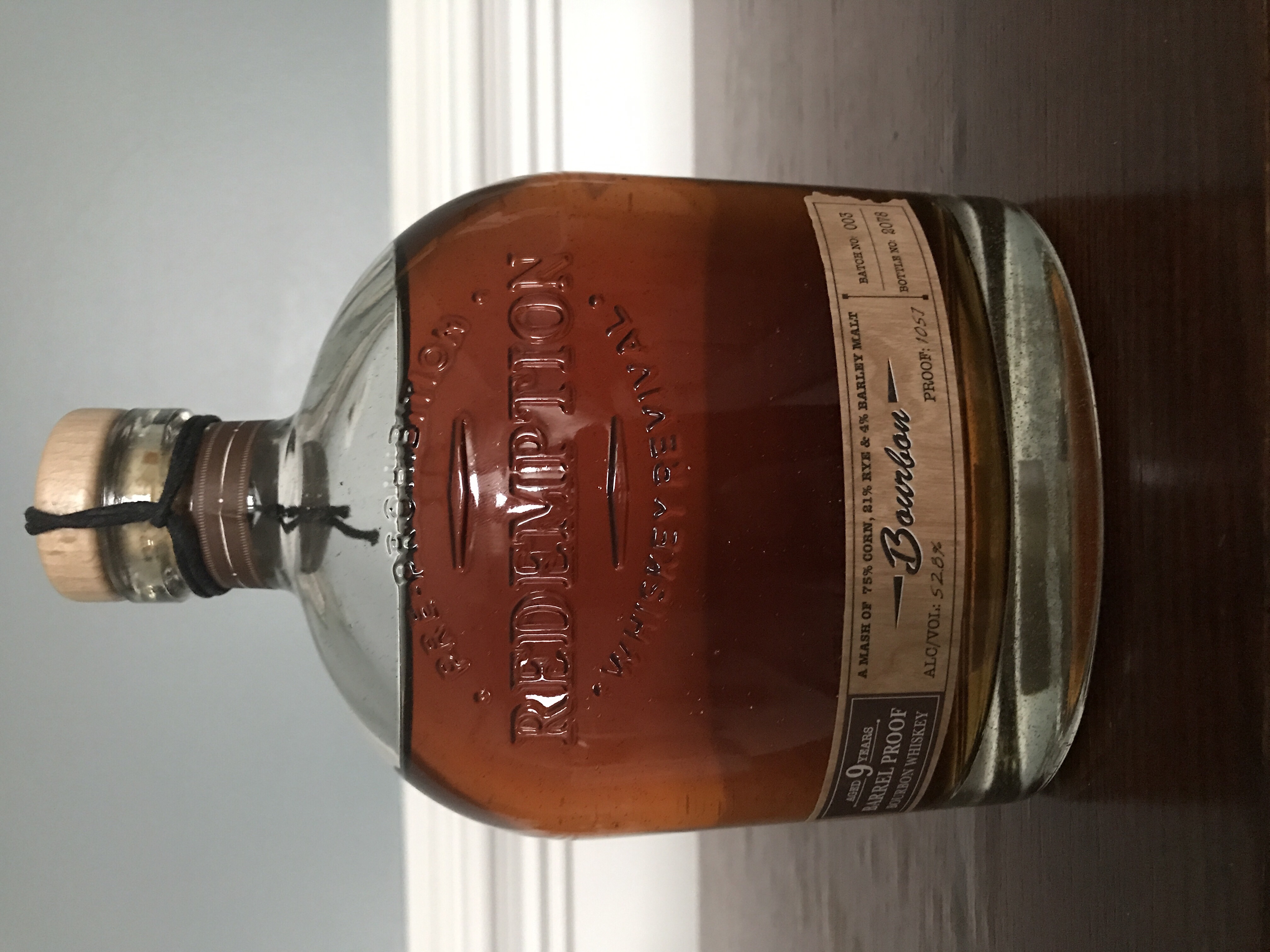 Redemption 9 year Barrel Proof Bourbon Batch #3 2019