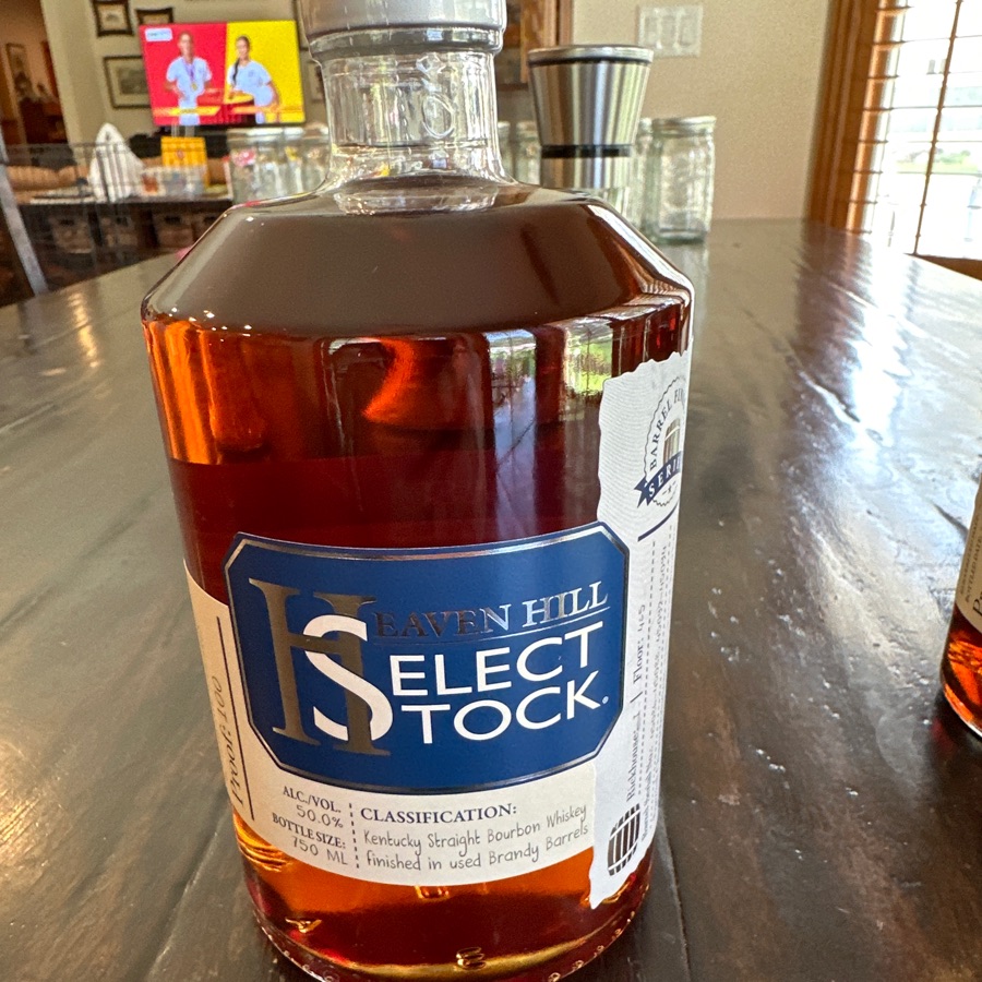 Heaven Hill Select Stock Barrel Finished Series Kentucky Straight Bourbon Whiskey finished in used Brandy Barrels