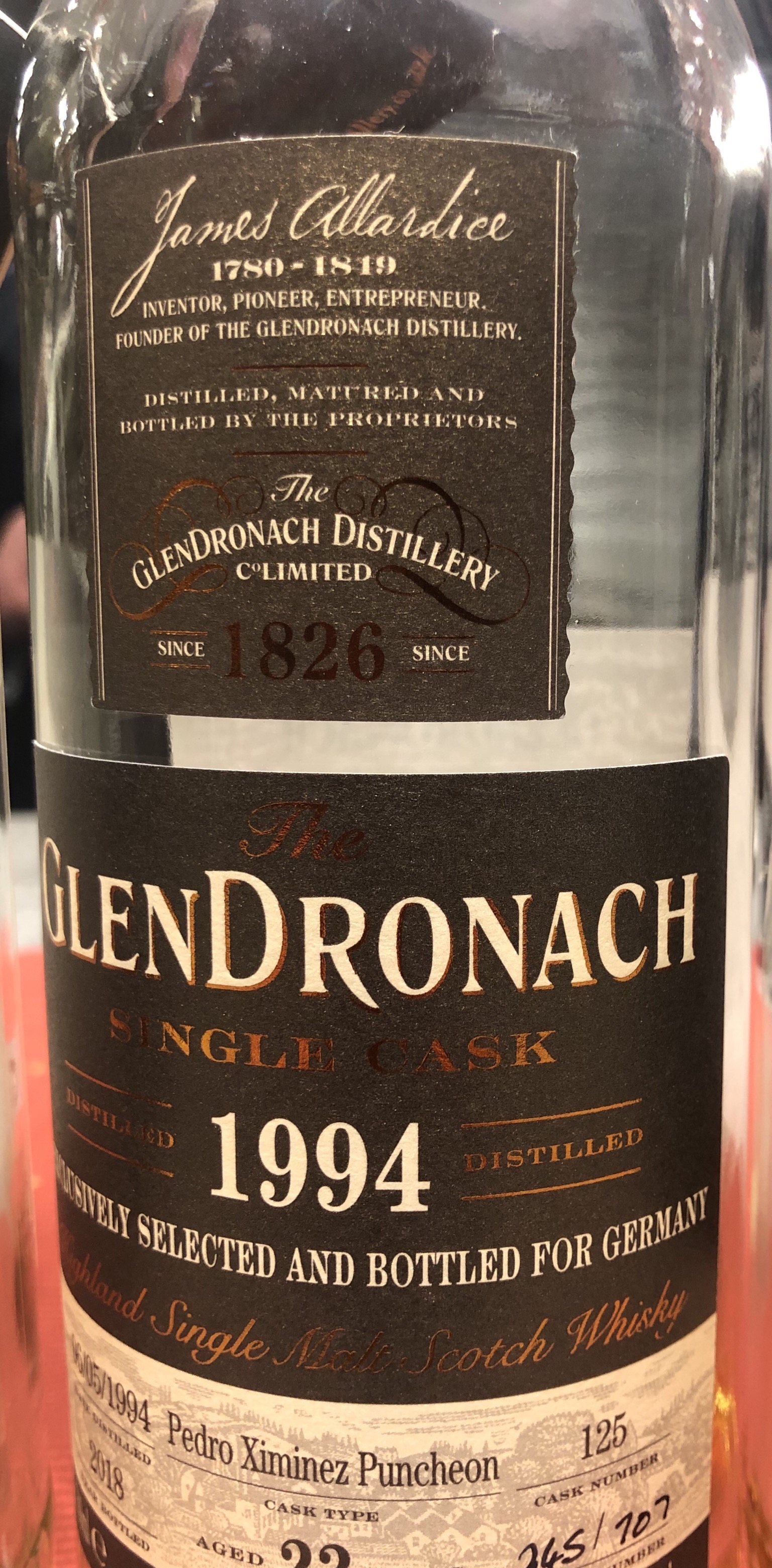 Glendronach 1994 23 Year Pedro Ximenez Puncheon Cask #125
