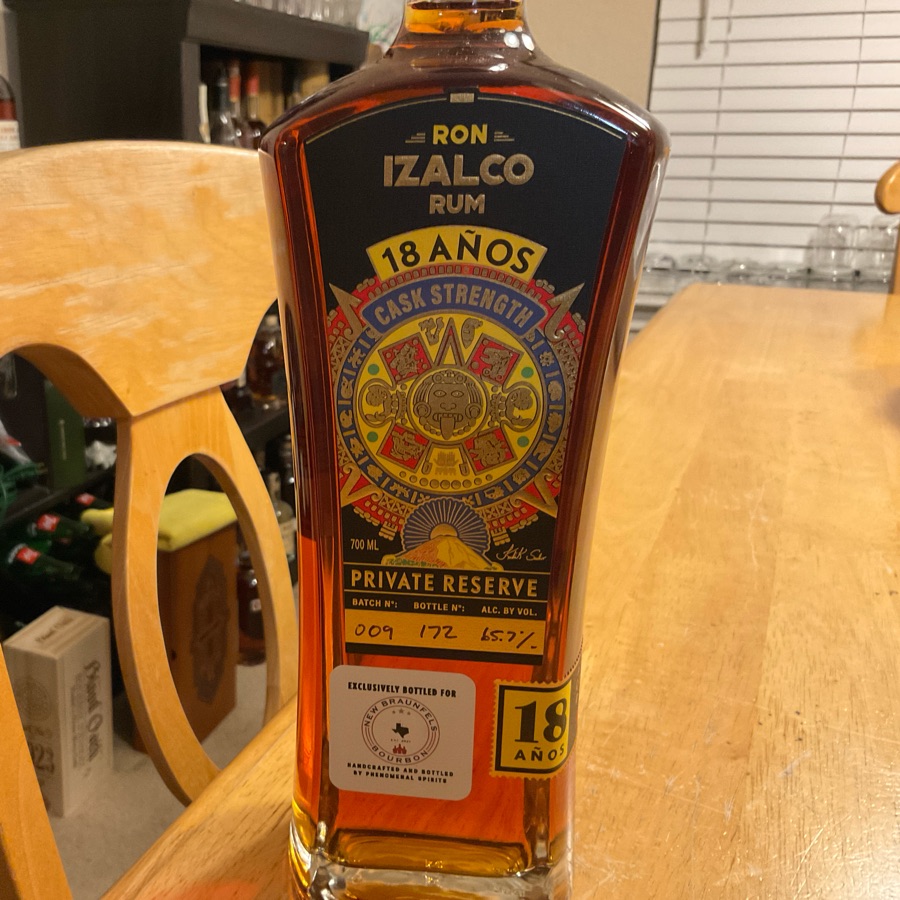 Ron Izalco Rum 18 Year Private Reserve Cask Strength Batch No. 009 (New Braunfels Bourbon)