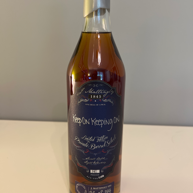J. Mattingly 1845 Private Barrel Select Light Whiskey "Keep On Keeping On"