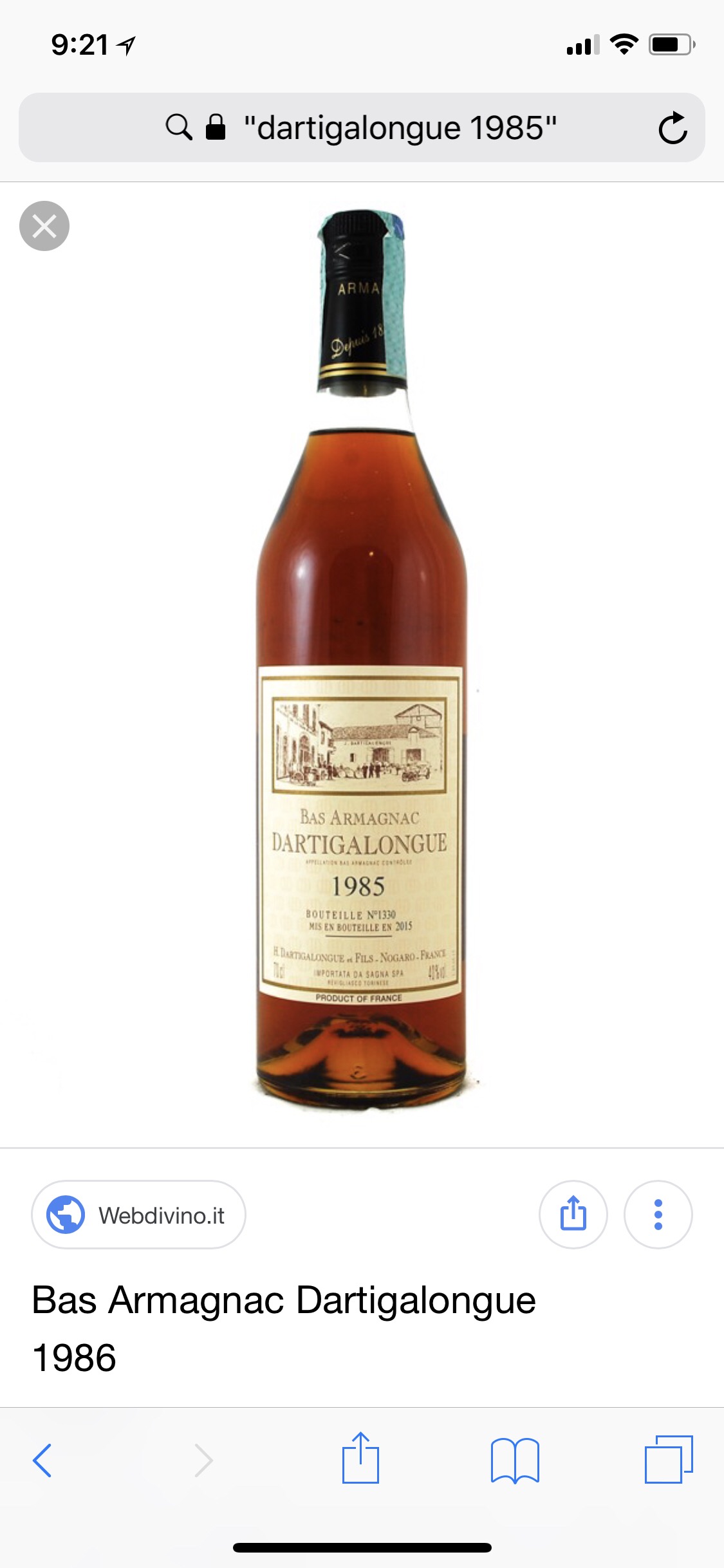 Dartigalongue Armagnac 1985