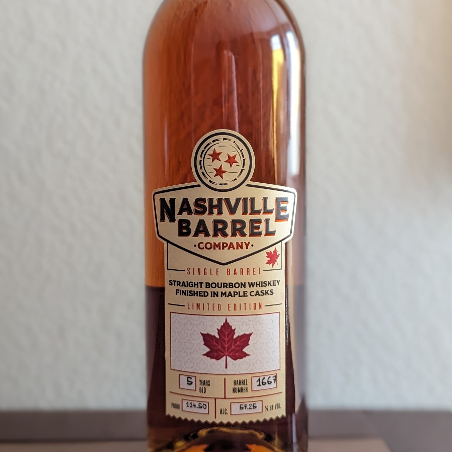 Nashville Barrel Single Barrel Straight Bourbon Finished in Maple Casks