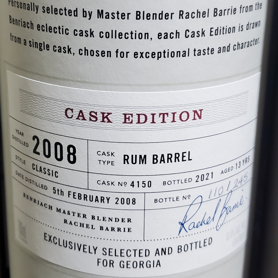 Benriach 2008 Cask Edition for Goergia