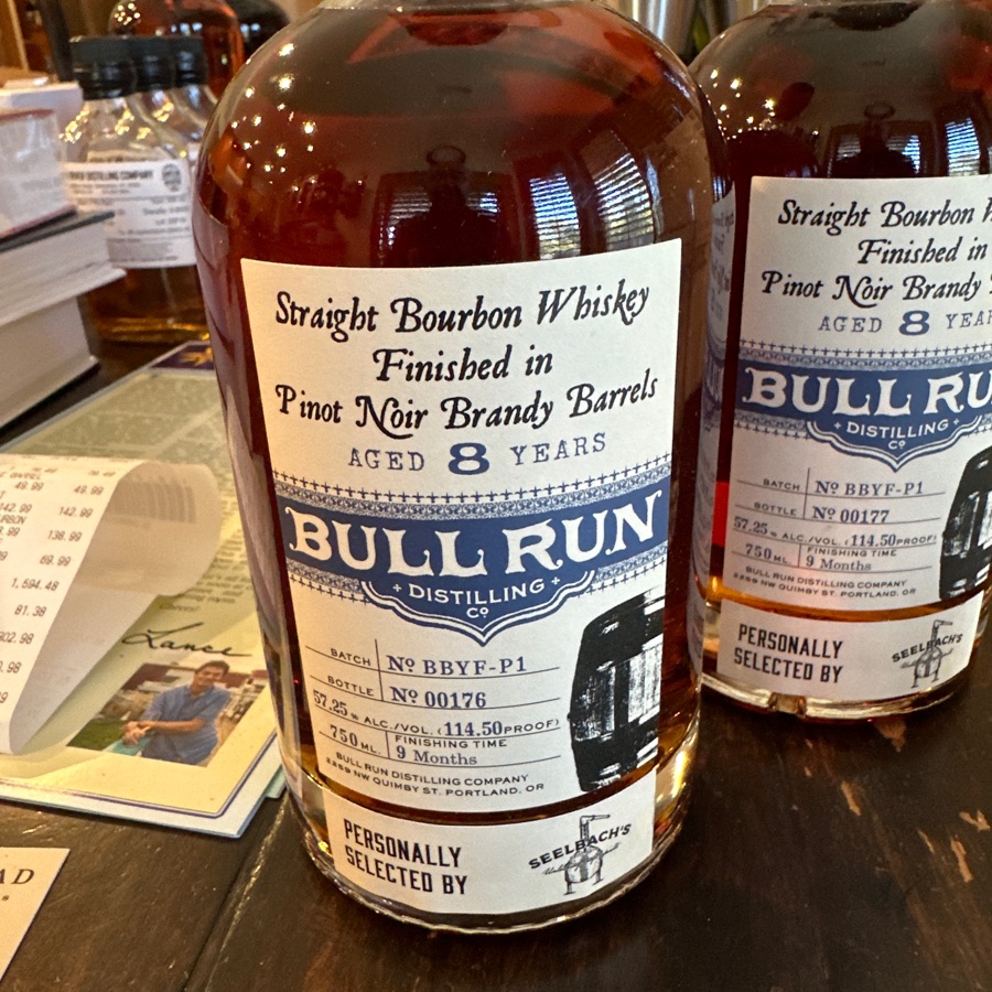 Bull Run Straight Bourbon Whiskey Finished in Pinot Noir Brandy Barrels (Seelbach's Pick)