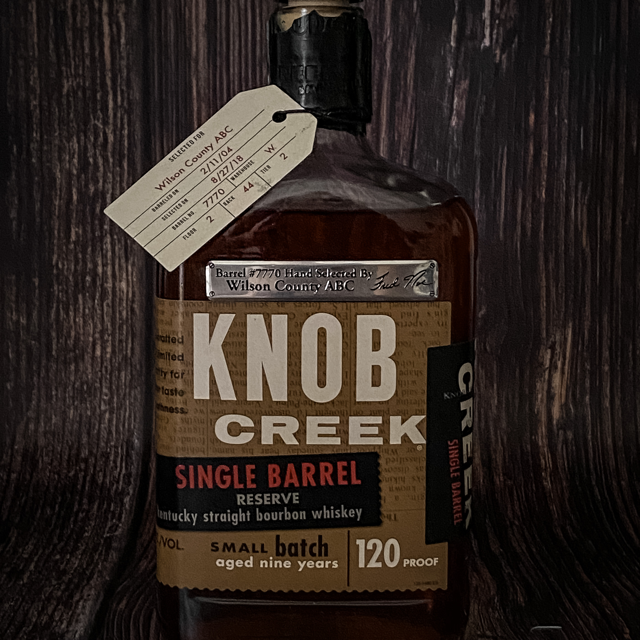 Knob Creek Single Barrel KY Straight Bourbon Whiskey Barrel #7770 Hand Selected by Wilson County ABC