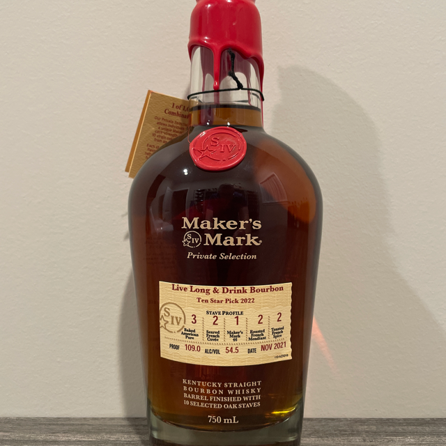 Maker's Mark Private Selection (Live Long & Drink Bourbon, Ten Star Pick 2022, Nov 2021)