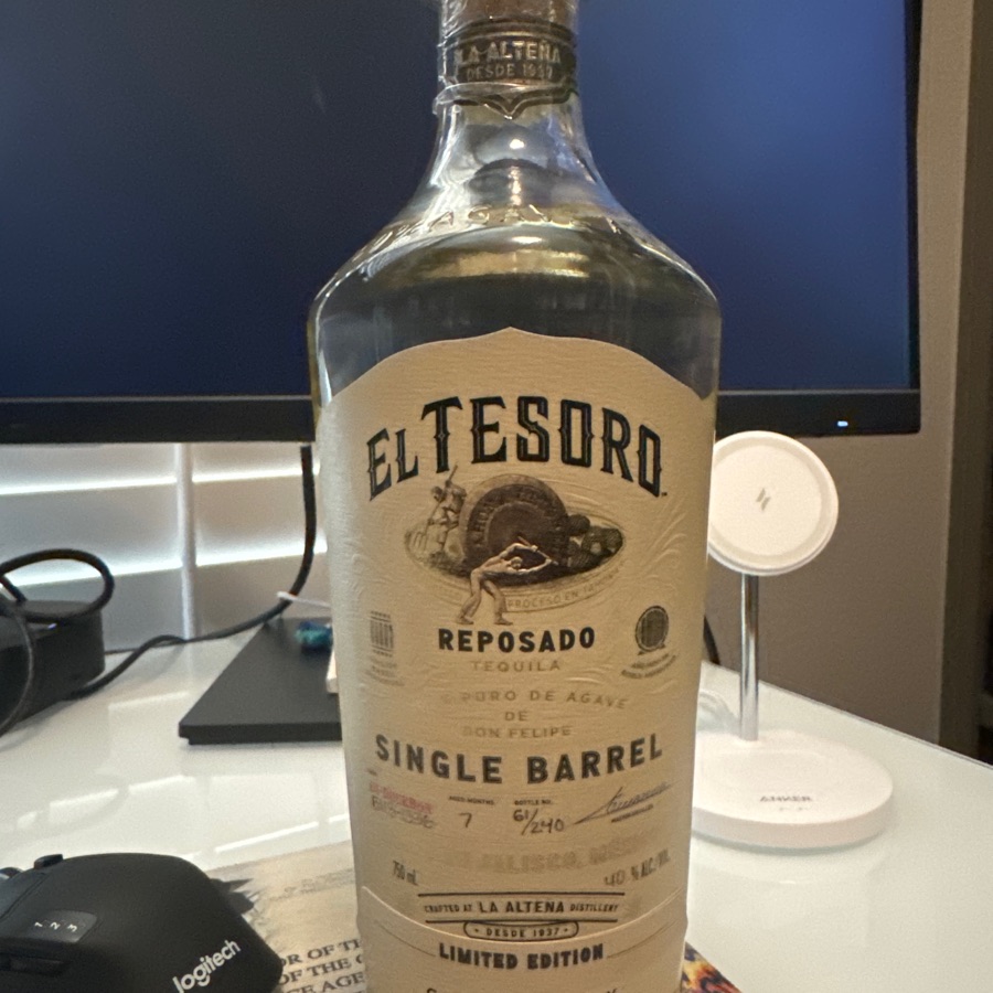 El Tesoro Single Barrel Goody Goody Pic - 7 months ex-bourvon - bottle 61/240