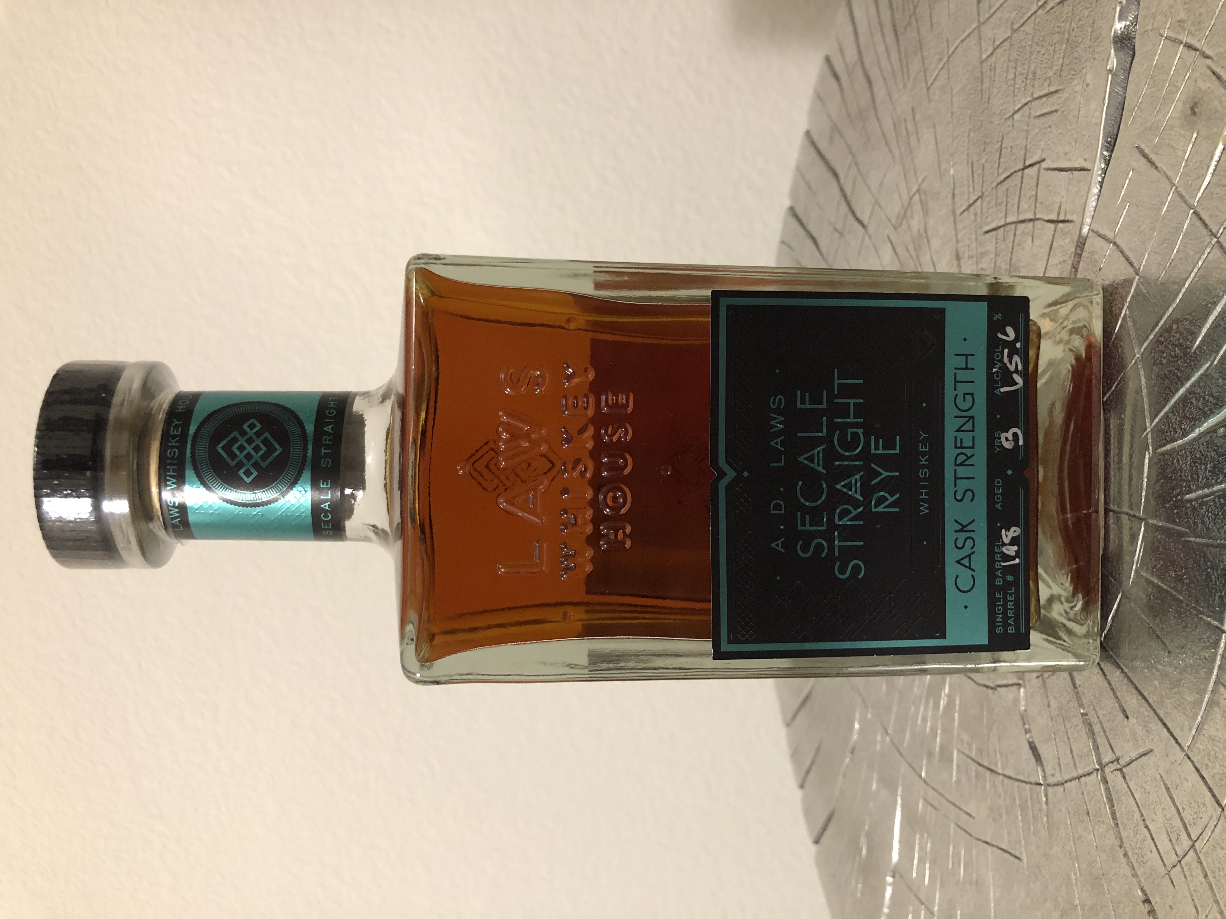Laws Single Barrel Cask Strength Secale Straight Rye