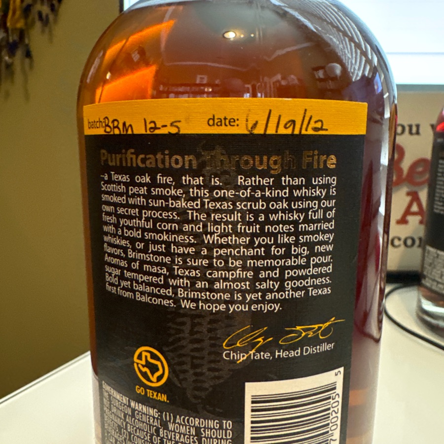 Balcones Brimstone - Texas Scrub Oak Smoked Corn Whisky - Chip Tate - BRM12-5 - 6/19/12