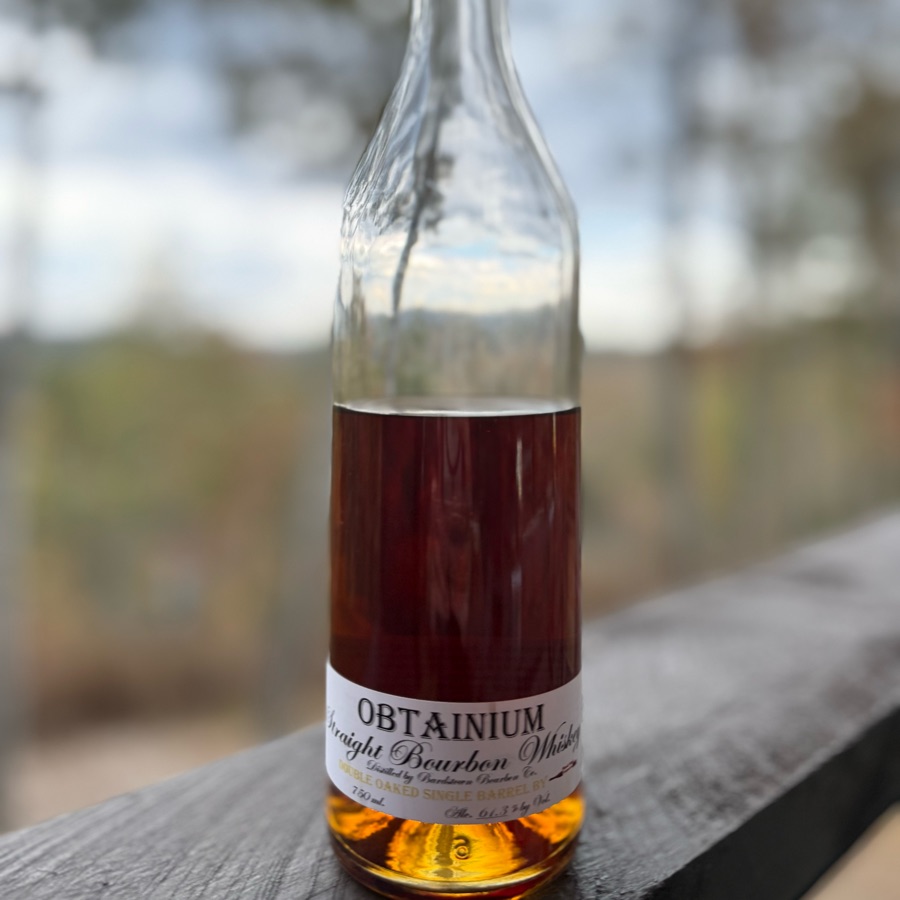 Obtainium Straight Bourbon Whiskey  Double Oaked Single Barrel pick by Red Hot Liquors