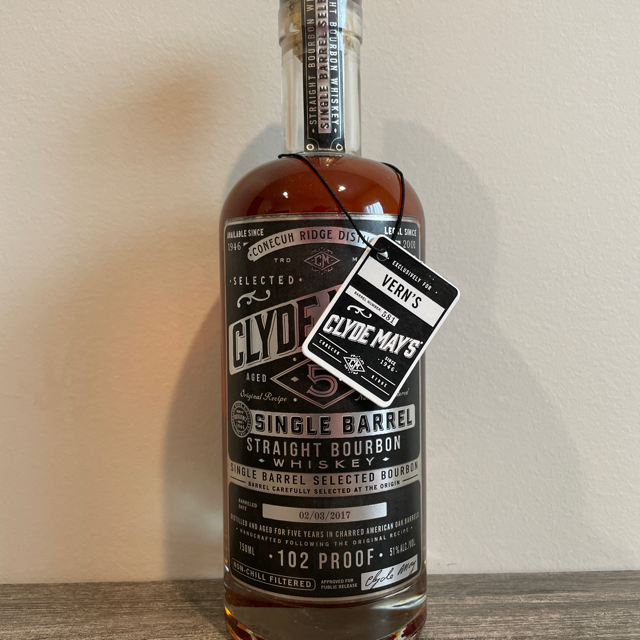 Clyde May's Straight Bourbon Whiskey Aged 5 Years Single Barrel (Vern's)