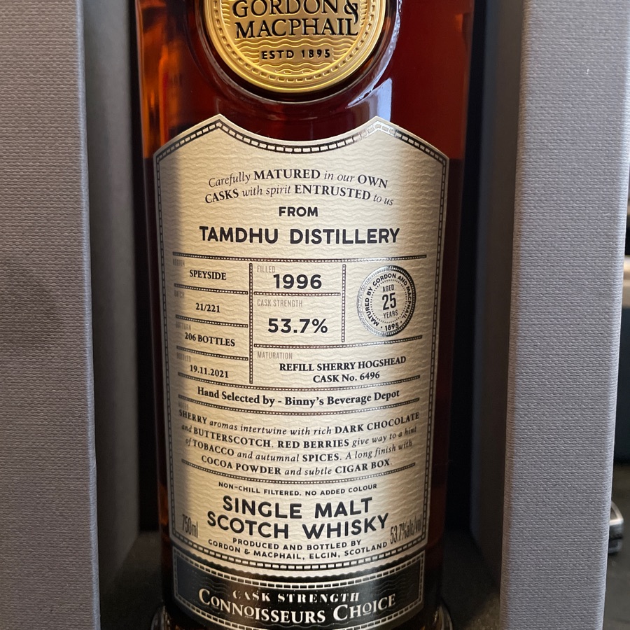 Tamdhu 1996 25 Year Connoisseurs Choice Cask Strength (Gordon & MacPhail) Binny's pick)