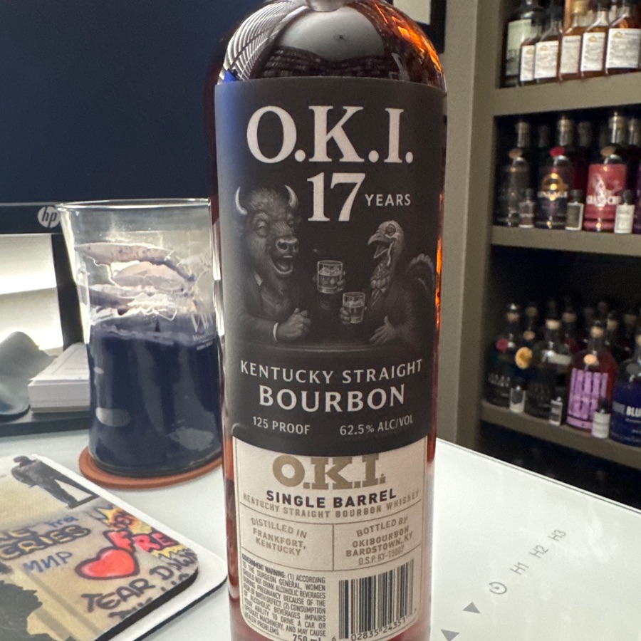 OKI 17 year single barrel, Kentucky straight bourbon whiskey bottle 33 of 109