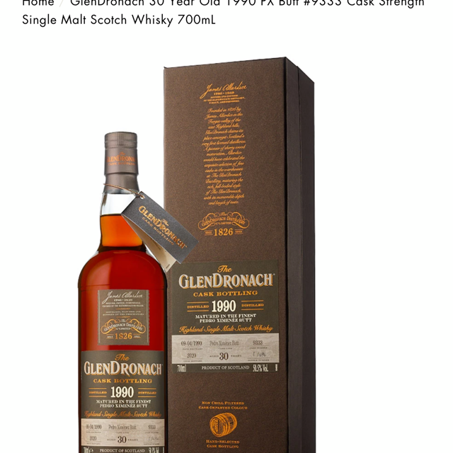 Glendronach 30 YO 1990 PX Butt Cask #9333