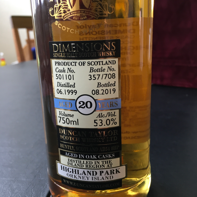 Duncan Taylor Dimensions Highland Park 20 Yr Old