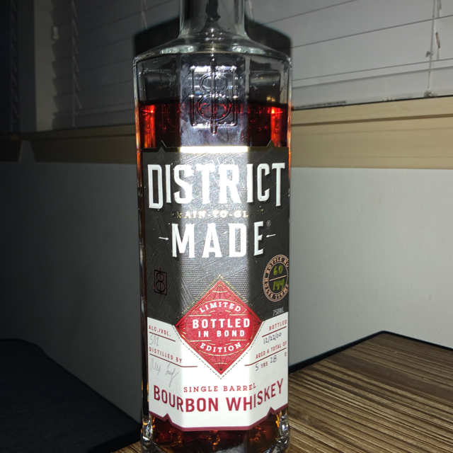 District Made Bottled In Bond Single Barrel Bourbon Whiskey
