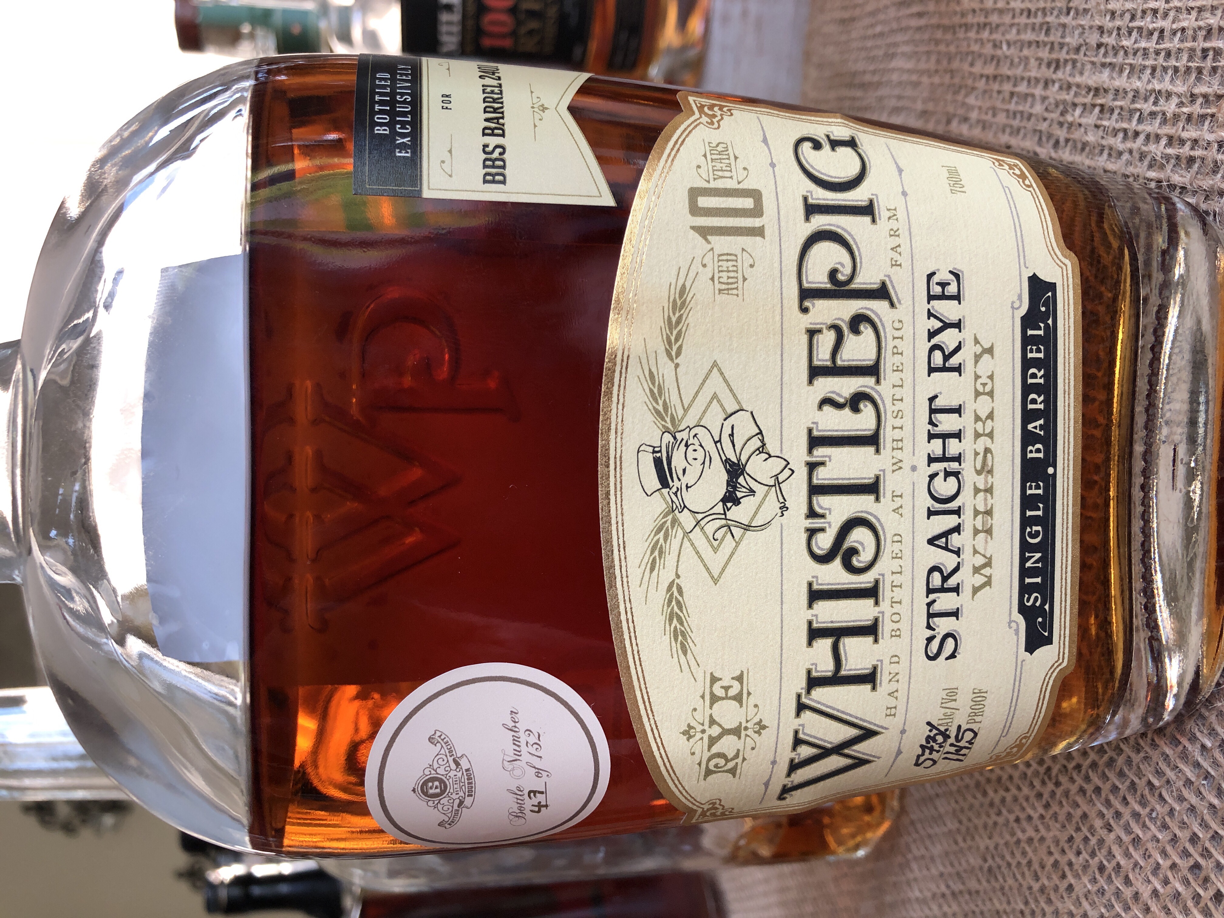 WhistlePig 10 year old straight rye BBS barrel 2401
