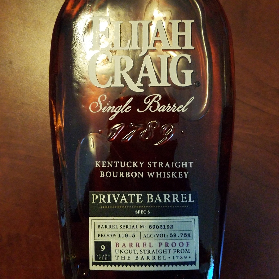 Elijah Craig Spec's Private Barrel, Barrel Proof, 9 Year Old