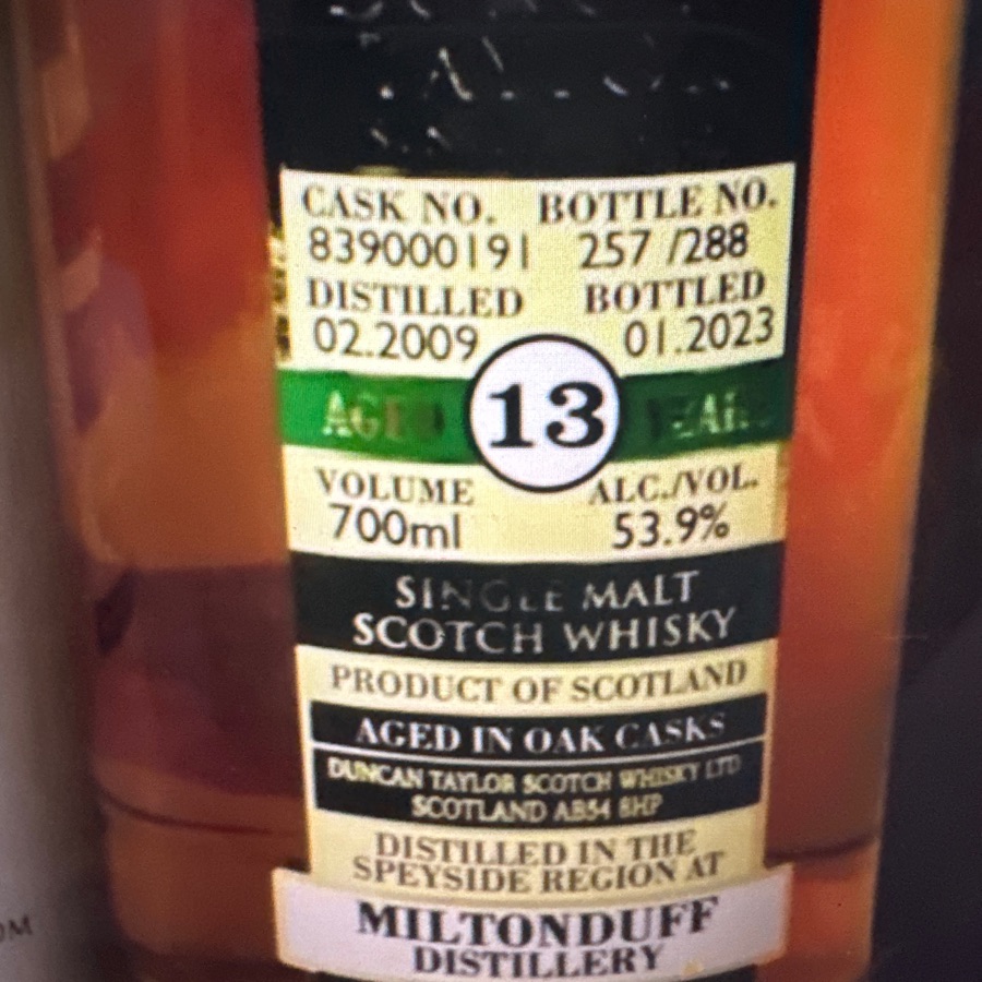 Duncan Taylor Single Cask Miltonduff 13 Year Old
