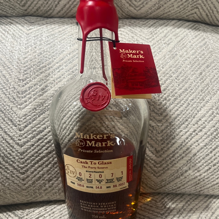 Makers Mark cask to glass Party Source