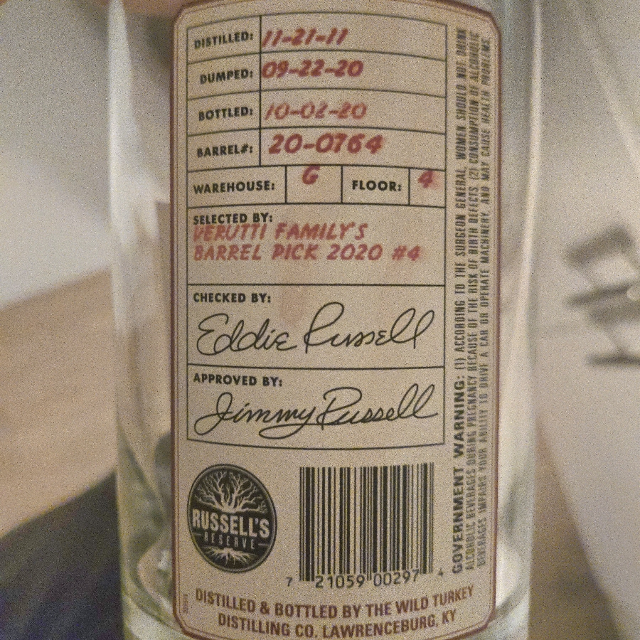 Russell's Reserve Private Barrel Selection 20-0764 (Verutti's Family Pick #4)