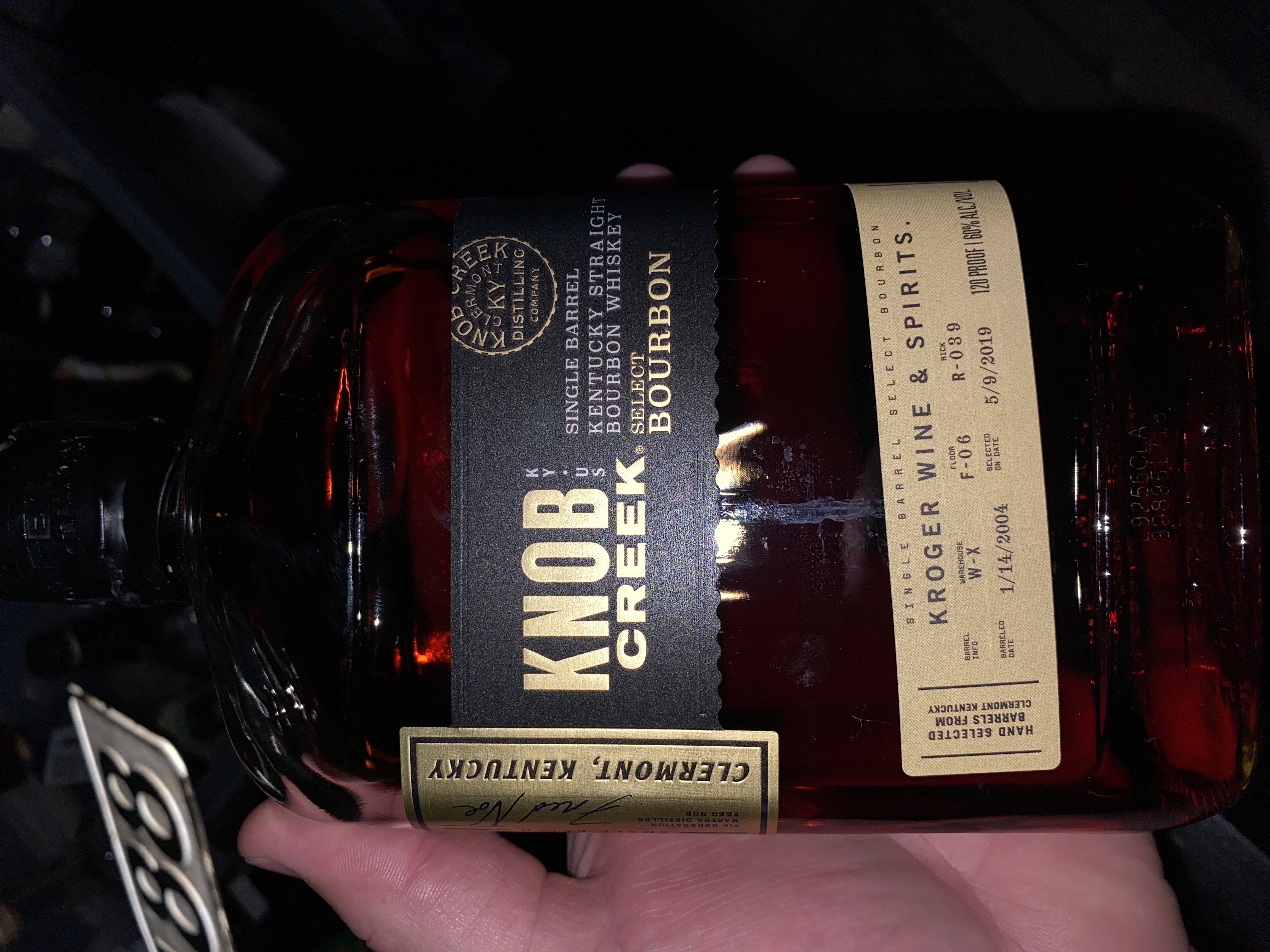 Knob creek Single Barrel Select Bourbon W-X F-06 R-039 (Kroger Wine & Spirits)